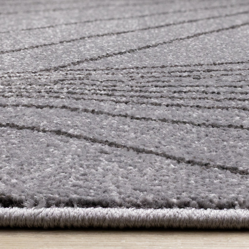 Grey Black Intersecting Lines Area Rug, Rectangle 5'3" x 7'7"