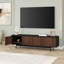 70" TV Stand for TVs up to 75" with Fluted Doors, Storage & Cable Management — Black Grain / Satin Walnut Mid-Century Modern Media Console for Living Room | Whitman-999190435-948202710
