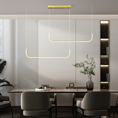 Modern Dimmable LED Chandelier Linear Chandeliers for Living Room Dining Room Kitchen Island(2-Light)