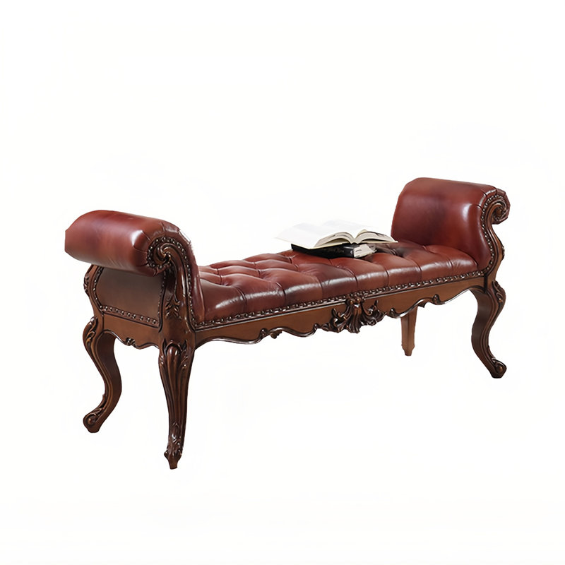 Tabouret européen en bois massif, H 26,77 po x l 70,86 po x P 15,74 po