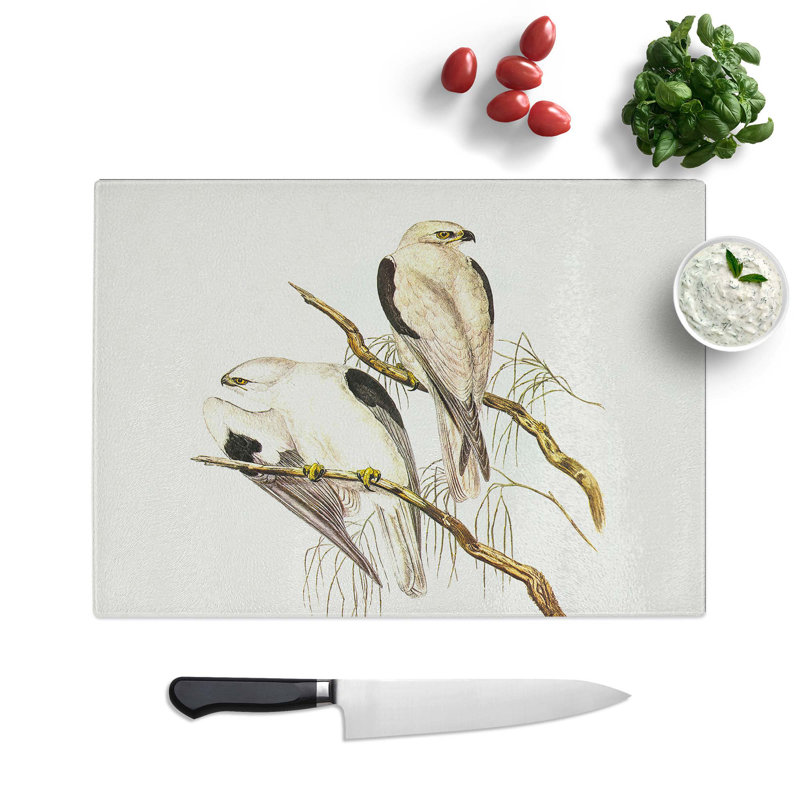 Tempered Glass Square Tailed Kites by Elizabeth Gould Chopping Board, 39 cm W x 28.5 cm L