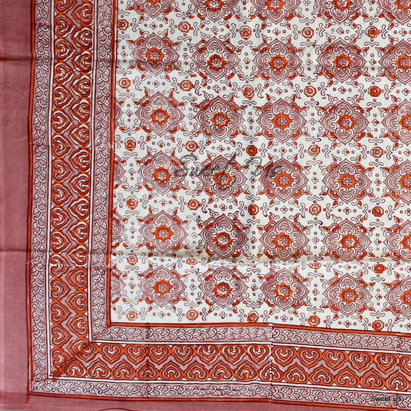 Nappe 100% coton faite à la main, Pêche, 104 po x 70 po
