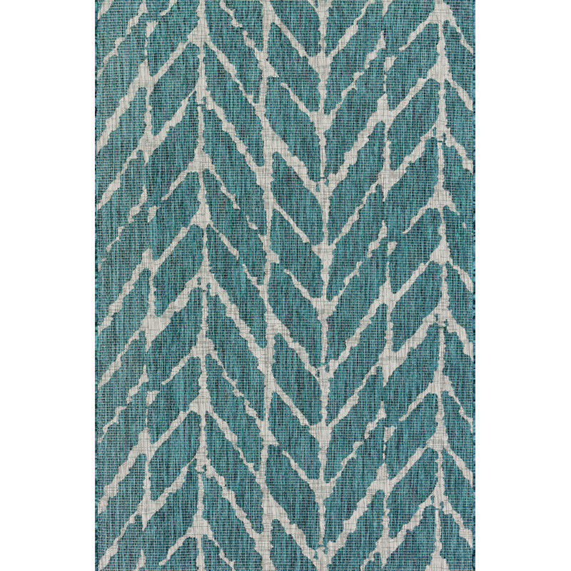Tapis bleu sarcelle intérieur / extérieur Angelillo, Rectangle 7 pi 10 po x 10 pi 9 po