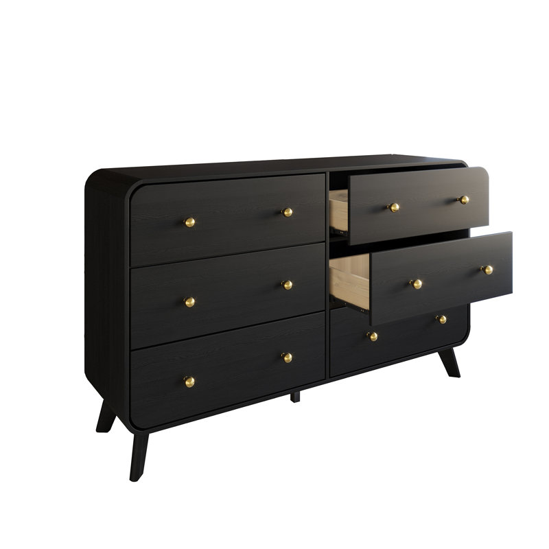 Commode à 6 tiroirs, Noir