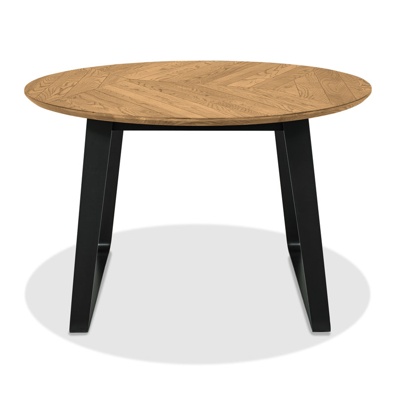 Ashkum Round Metal Base Dining Table, Oak