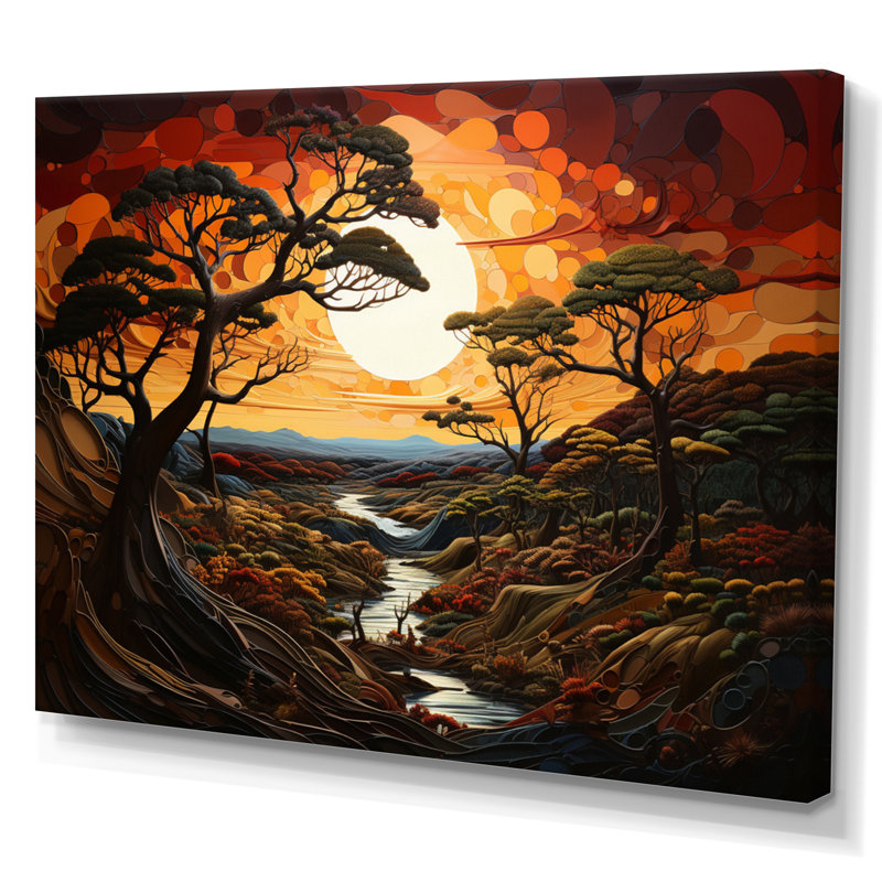 «Bersain African Tree Splendor pendant le coucher du soleil», reproduction sur toile, Toile tendue