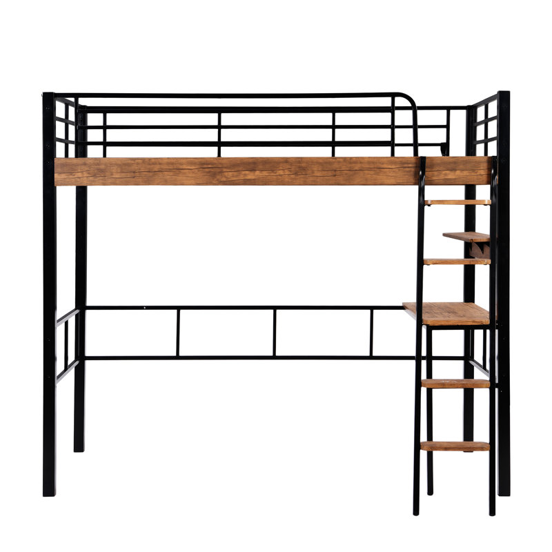 Lit mezzanine en métal avec bureau intégré, Simple