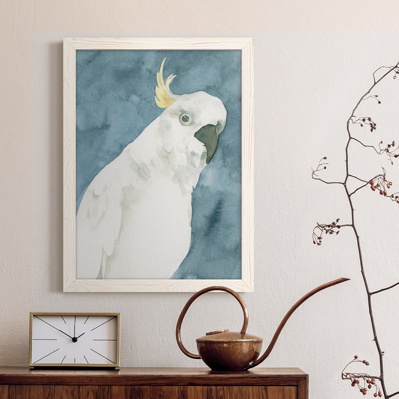 Cockatoo Portrait I, toile encadrée de qualité supérieure - prête à être accrochée, H 44 po x l 31 po x P 1 po, Blanc