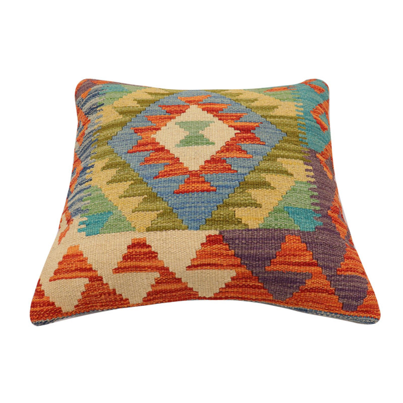 Coussin Boho Chic Hume, H 18 po x l 19 po, Beige/orange/bleu