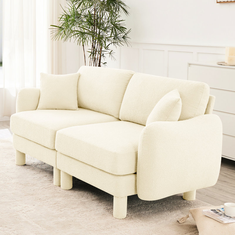 Tissu beige moderne 2 avec cadre en bois et sièges pour un canapé de maison élégant en beige, design élégant et doux pour une utilisation quotidienne
