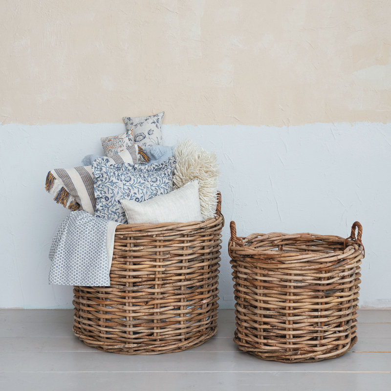 Ensemble de panier en rotin tissé avec poignées