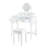 Space - Saving White Dressing Table With Four Leaf Reversible Mirror, Golden Handles, 5 Drawers For Cosmetics, Comfortable Seating Round Of Various Sizes, Stool