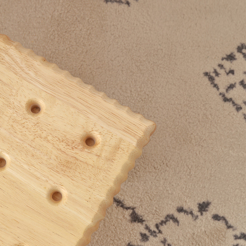 Tabouret en bois massif avec motif à pois 3D ludique, petit repose-pieds rond en bois, support pour plante, marchepied pour tout-petit