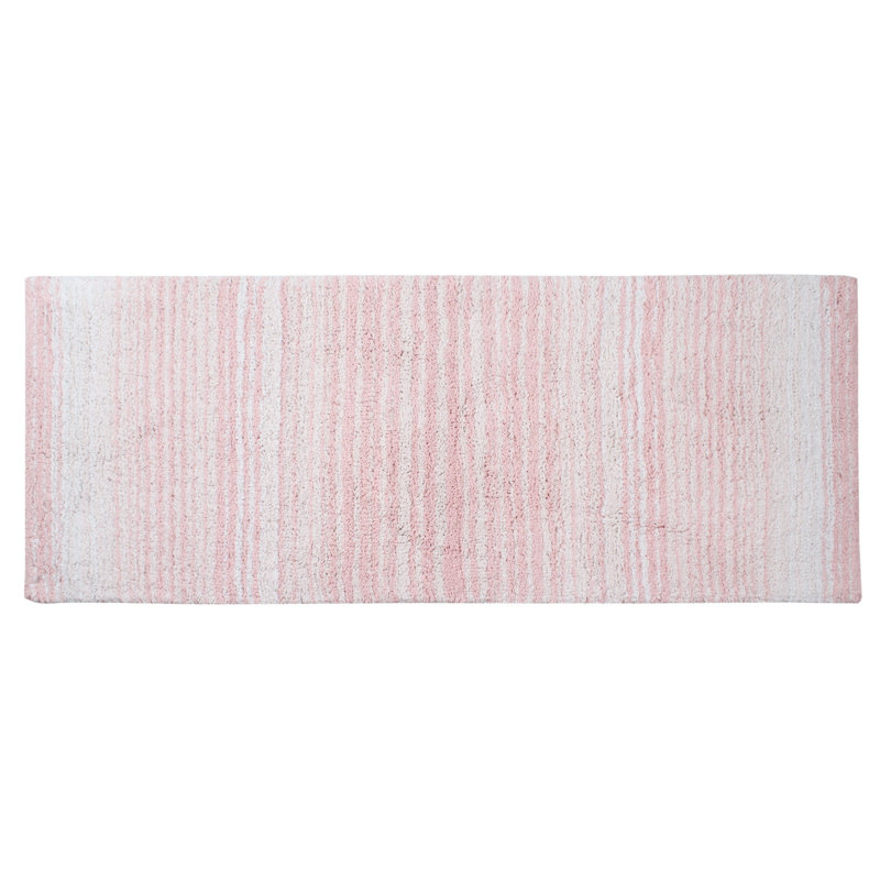 Tapis pour salle de bain 100% coton avec envers en latex, Simple - L 21 po x l 54 po, Rose