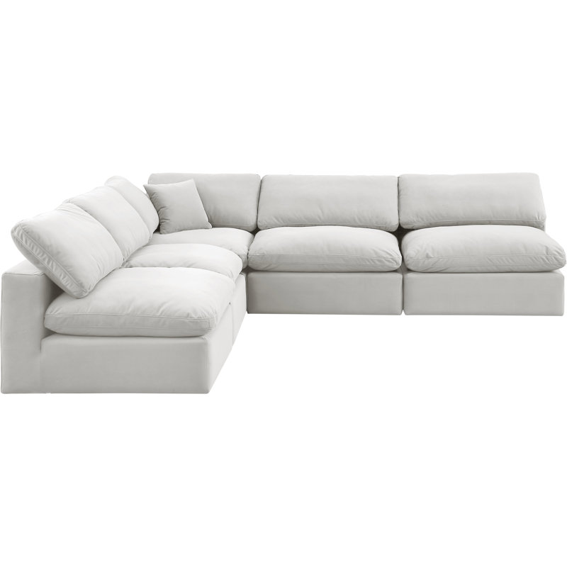 Canapé modulaire réversible en velours Hripsik, Velours crème