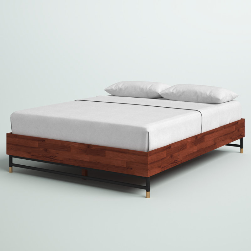 Grand lit plateforme en bois massif Channing