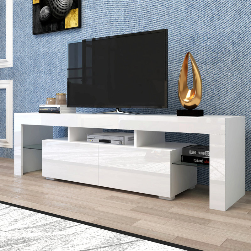 Meuble télé 63 po pour téléviseur de 70 po ou moins 63 po, Blanc