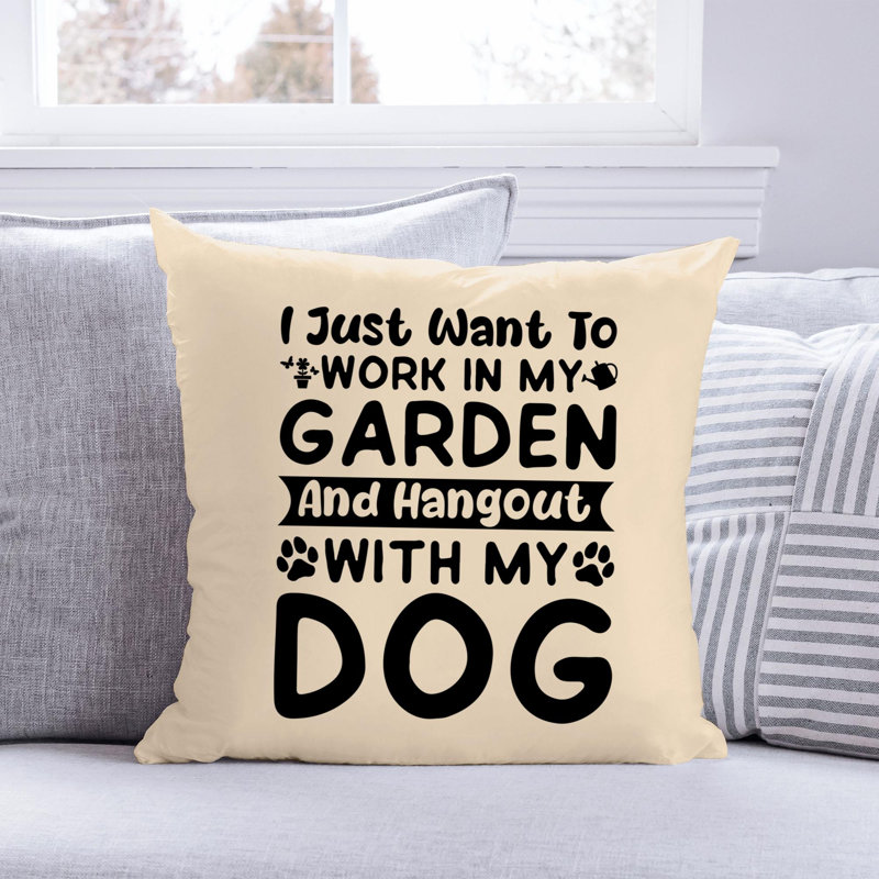 Citation amusante «Garden Lover» 695 - Coussin décoratif inclus, H 18 po x l 18 po