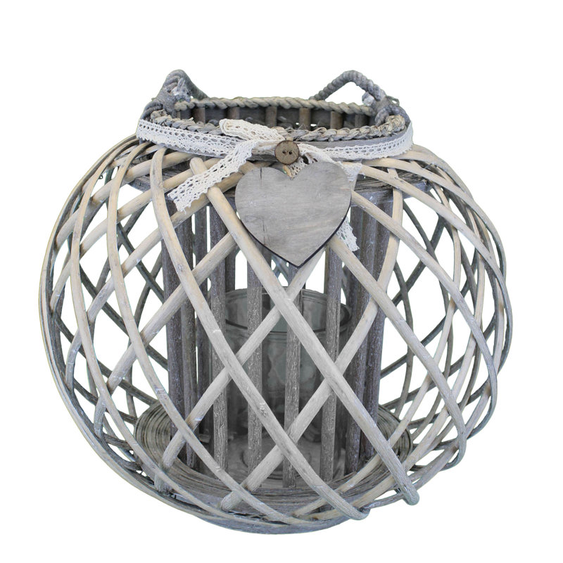 Glass Tabletop Lantern, Grey