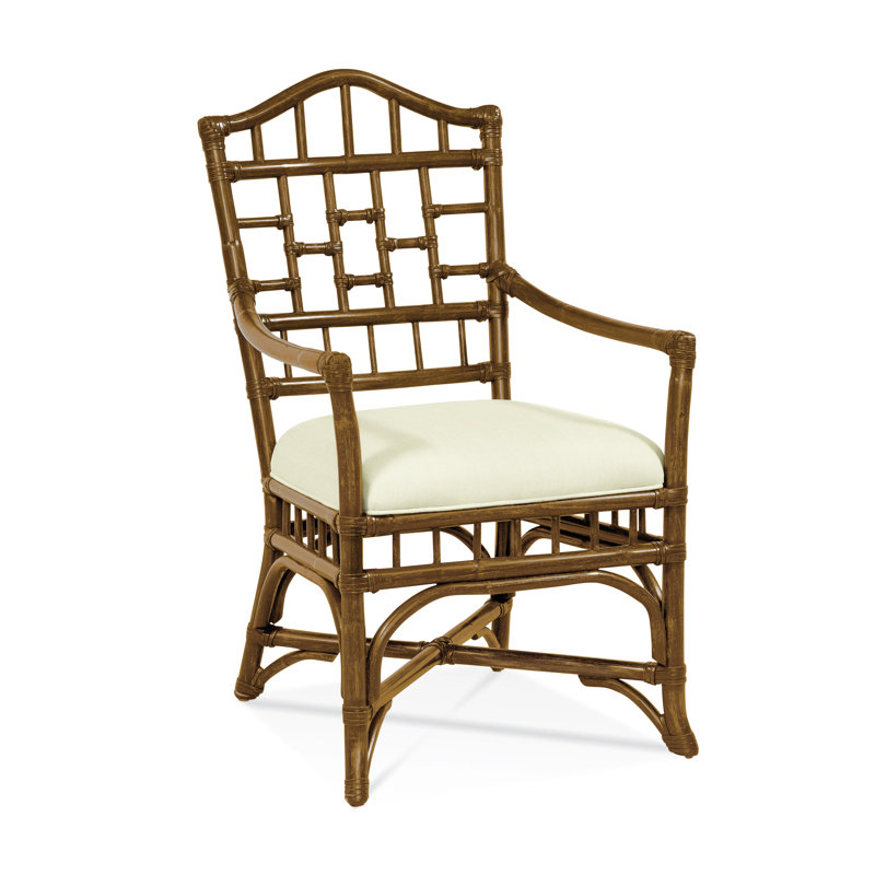 Chippendale Upholstered Arm Chair, Havana, White Textured Performance; 0865-91