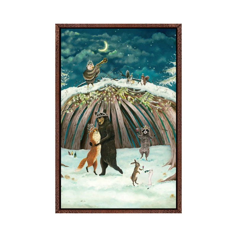 Yuletide Enchantment by Jahna Vashti - Painting on Canvas, 66.04cm H x 45.72cm W x 3.81cm D, Classic Brown Wood Framed