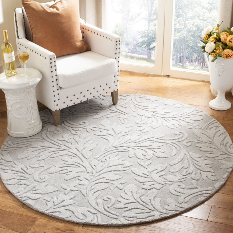 Sarah Hand Loomed Wool Floral Rug, Round 5'