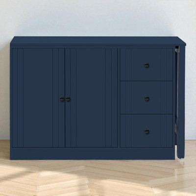 Wooden Sideboard With Extendable Table,Multifunctional Storage Cabinet With 2 Doors And 3 Drawers,For Living Room,Study,Foyer And Kitchen