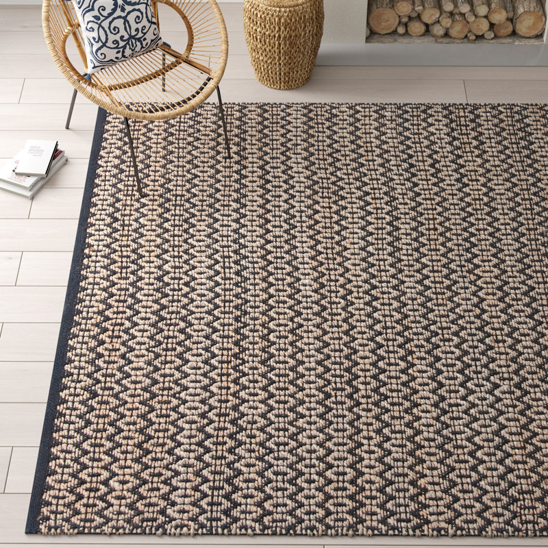 Alexandrina Geometric Handmade Power Loom Area Rug in Brown/Black, Rectangle 4' x 6'