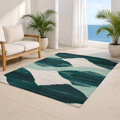 Watercolor Blue Indoor and Outdoor Area Rug