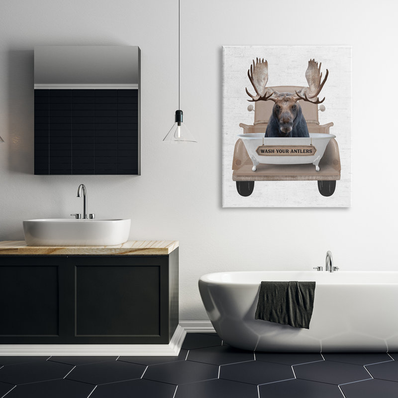 «Wash Your Antler Truck On Canvas», impression par lettres et lignes, H 48 po x l 36 po x P 1,5 po