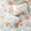Housse de couette en coton double / grand 6 pièces avec coquillages imprimés, étoiles de mer et coraux pour décor de chambre à coucher grand lit
