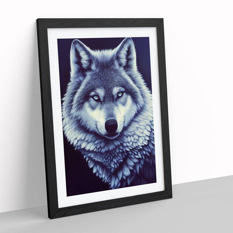 Mesmerising Wolf - Framed Print, 64cm H x 46cm W, Black