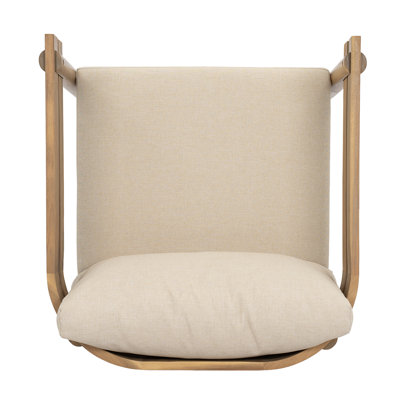 Fauteuil club d'extérieur en bois d'acacia brun clair avec coussins en tissu hydrofuge beige