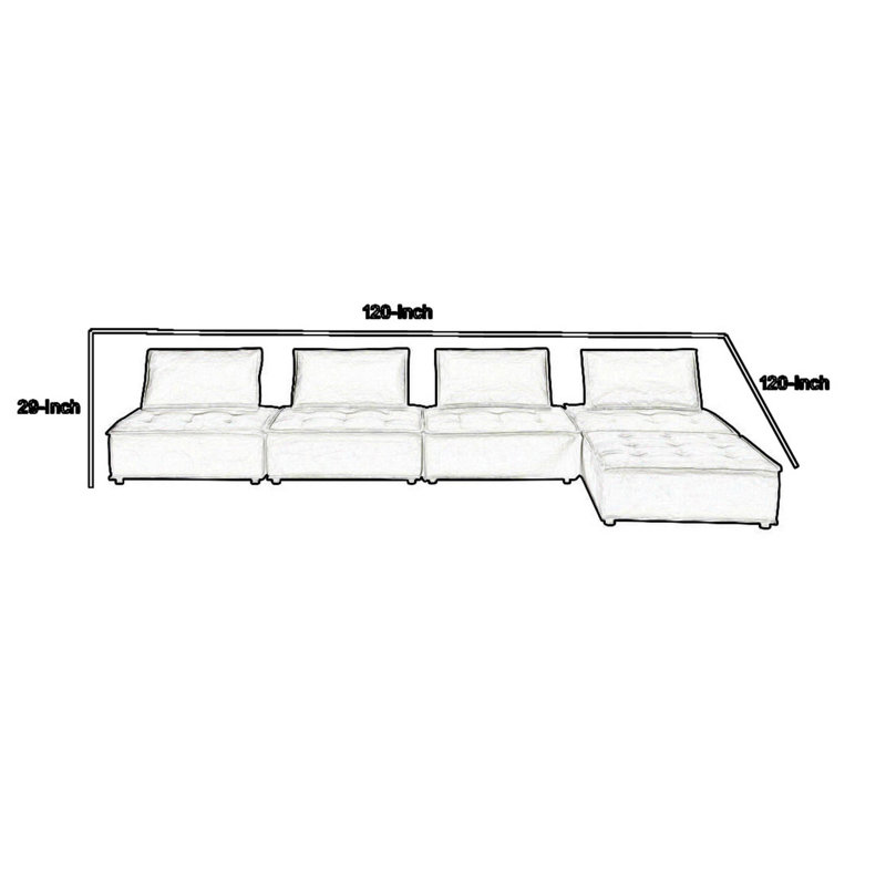 Sebron Upholstered Sectional, Black Velvet, 29" H x 120" W x 120" D
