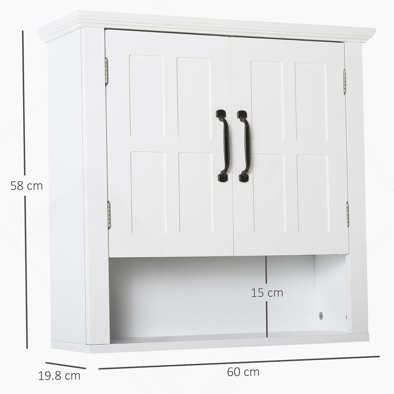 Armoire à pharmacie, armoire murale de salle de bain à 3 niveaux avec tablette réglable et 2 portes, armoire de salle de bain pour salle de bain, blanc