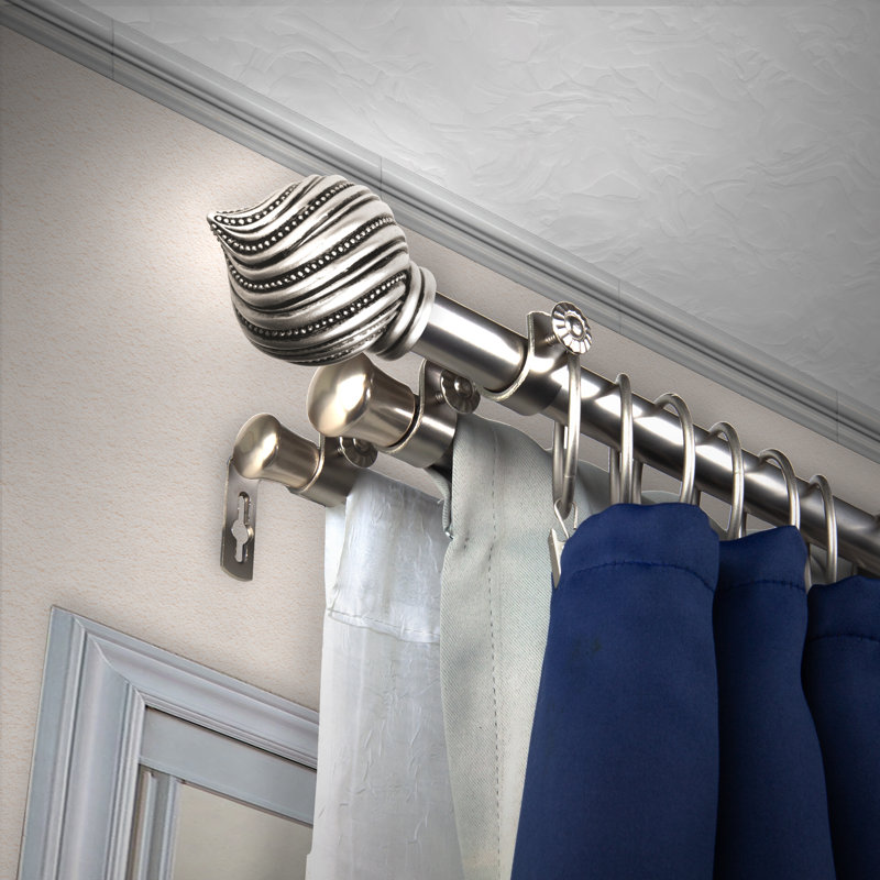Ensemble de tringle à rideaux réglable 0,81 po, 120" - 170", Nickel satiné