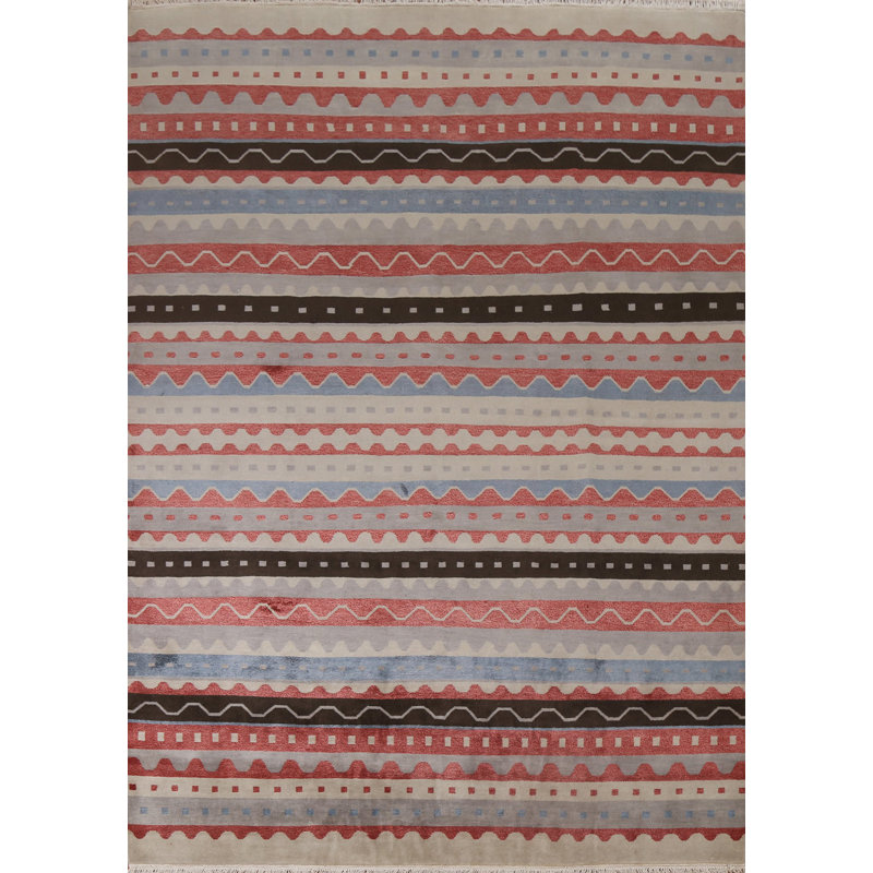 One-of-a-Kind 8'2" x 10'2" New Age Rectangle Wool Area Rug in Blue and Brown