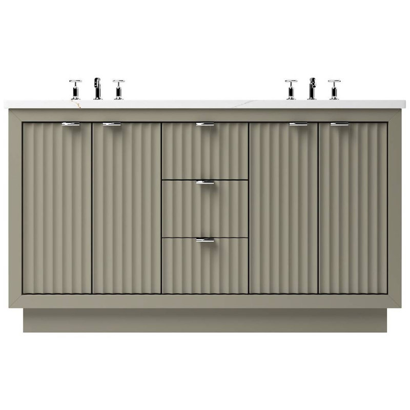 Lecrieú Double Bath Vanity, French Olive, Polished Chrome, 72"