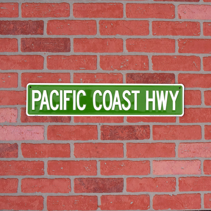 PCH Pacific Coast Highway Cali Tin Metal Street Sign CA Bar Man Cave Wall Decor