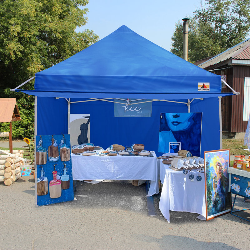 10 pi. L 10 pi. D Auvent escamotable en acier avec auvent, Bleu royal