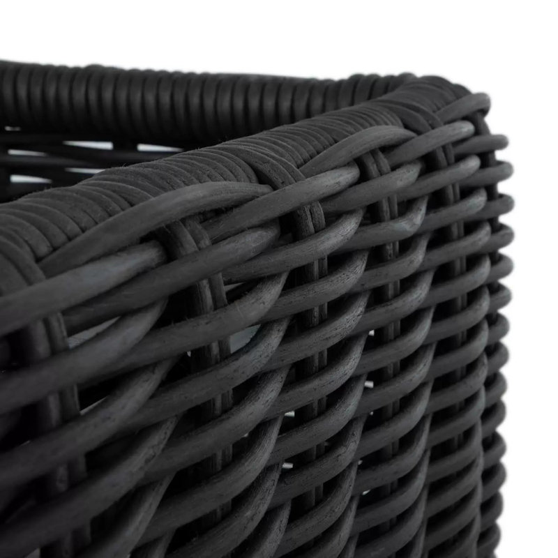 Montecito N-Dura Resin Wicker Outdoor Woven Ottoman - Onyx, 34.5 In., Yes, Arbor Chambray