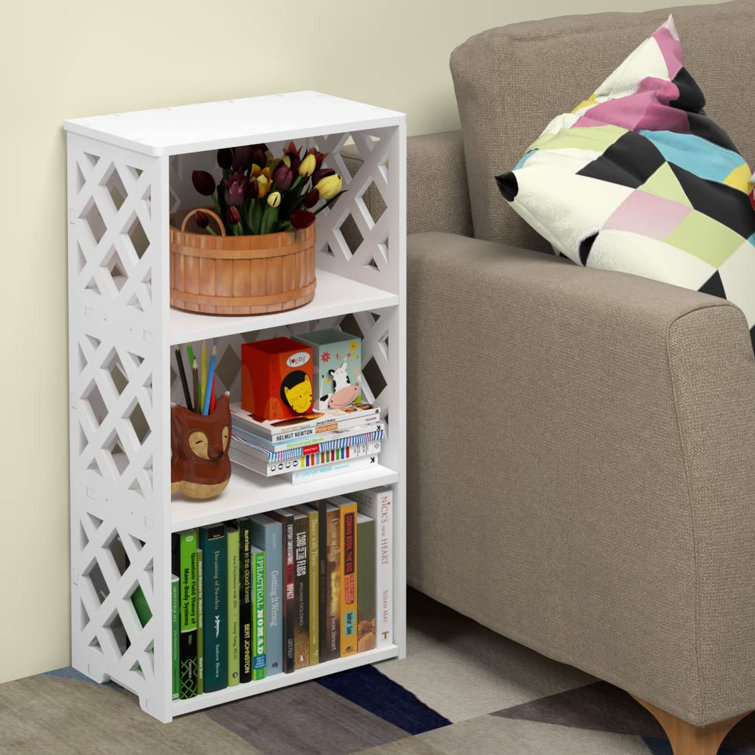 4 Tier Kids Small Bookshelf 3 Shelf, Book Organizer Storage Open Shelf Rack, Display Shelves for Bedroom Living Room Bathroom Office, White Latitude R
