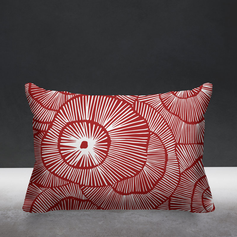 Coussin décoratif intérieur / extérieur Flower Burst, Rouge