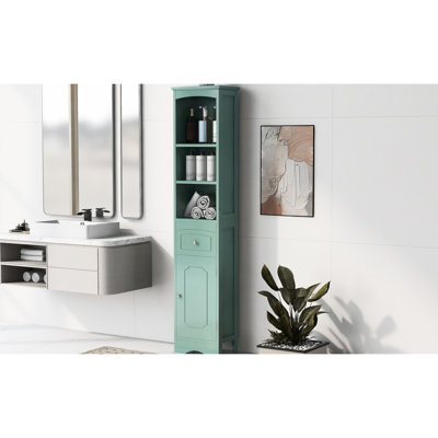 Grande armoire de salle de bain autoportante avec tiroir et tablette réglable, style contemporain