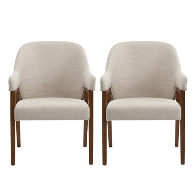 Astoria Mid-Century Modern Upholstered Dining Armchairs with Rubberwood Frame