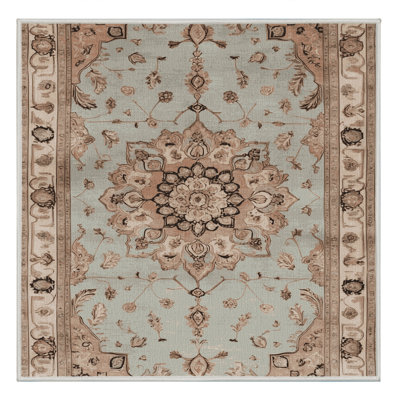 Tapis beige Tabriz lavable à la machine