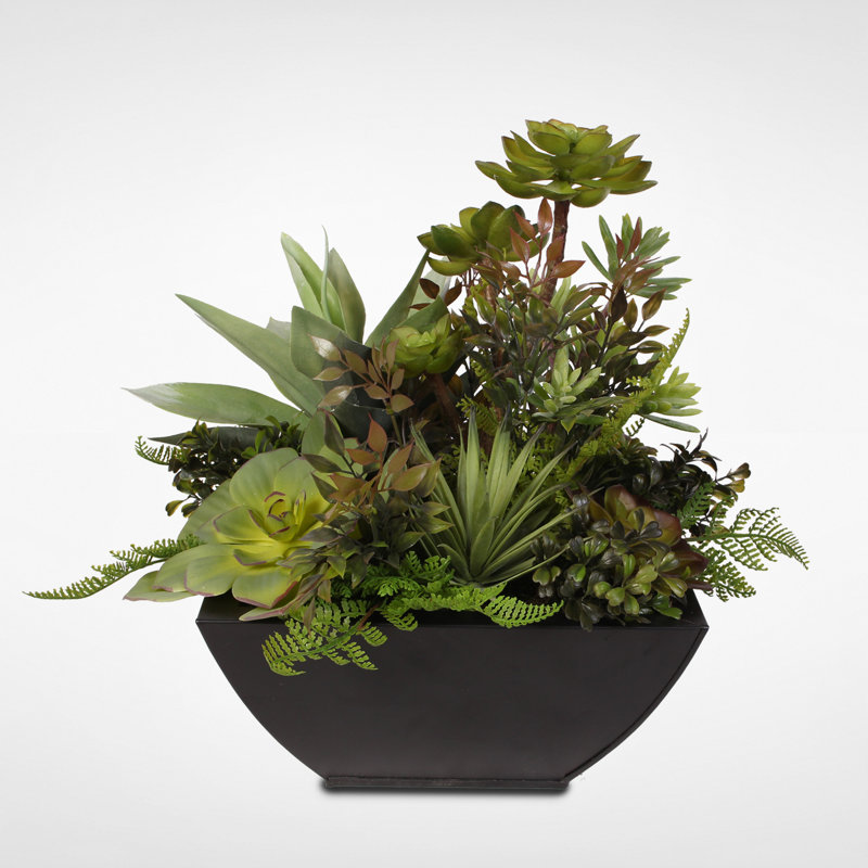 Faux Succulent in Metal Planter