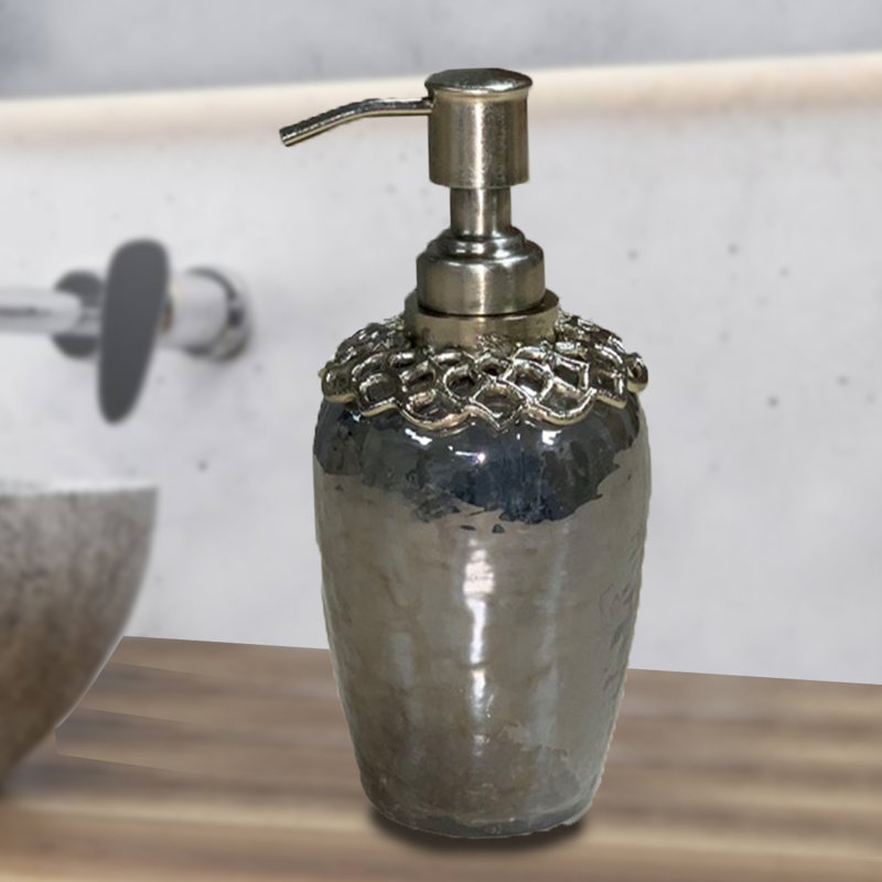 Arabesque Collection Brass and Glass Soap Dispenser Elegant Bathroom Accessory or Christmas Gift