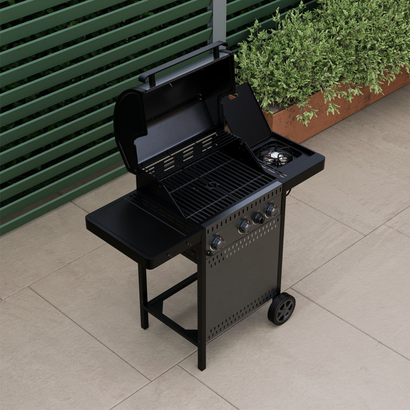 Charles Bentley 3 - Burner Freestanding Propane 40944 BTU BTU Gas Grill with Side Burner and Cabinet