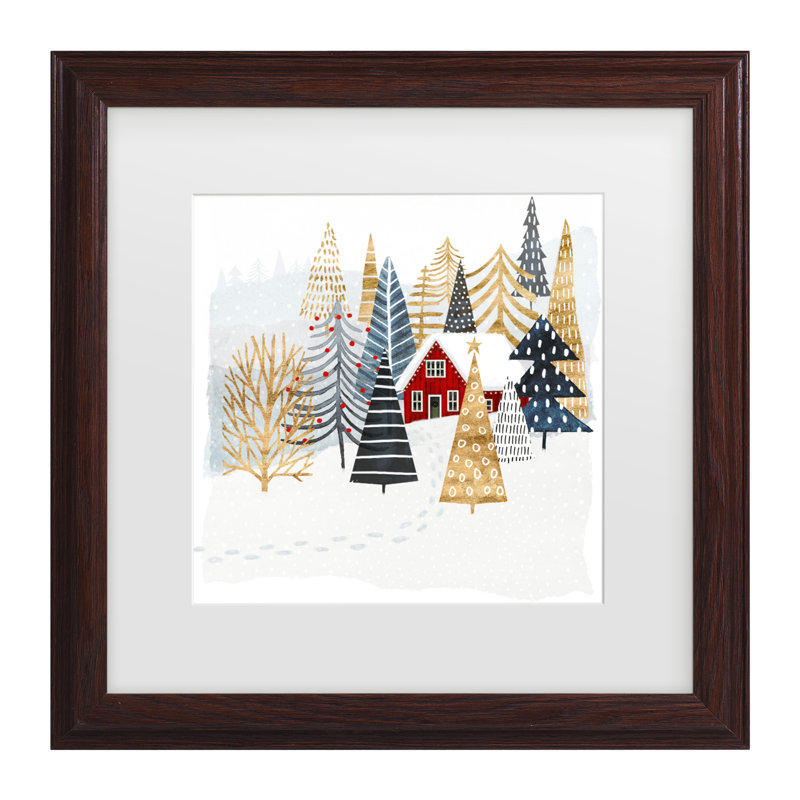 «Christmas Chalet I», art encadré de Victoria Borges, H 13,75 po x l 13,75 po x P 0,75 po, Brun